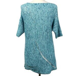 Cullen Turquoise Knit Short Sleeve Boat Neckline Sweater